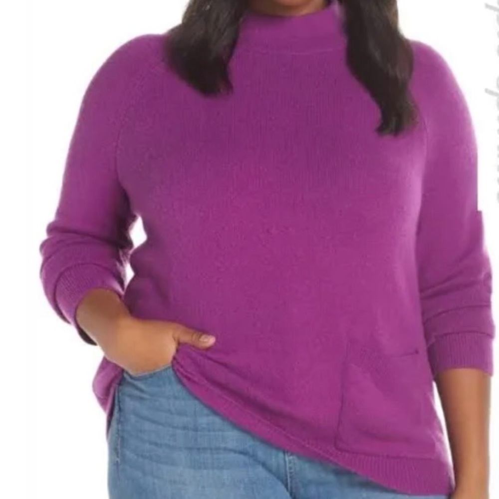 LAST CHANCE: Halogen Women’s Front Pocket Mockneck Wool Blend Sweater, Large